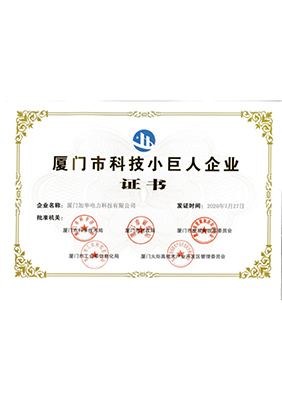  廈門市科技小巨人企業(yè)證書